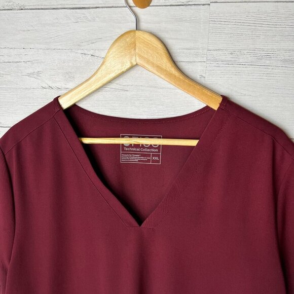Figs Scrubs Top Womens Size XXL Burgundy Technical Collection Medical Nursing - Picture 8 of 15